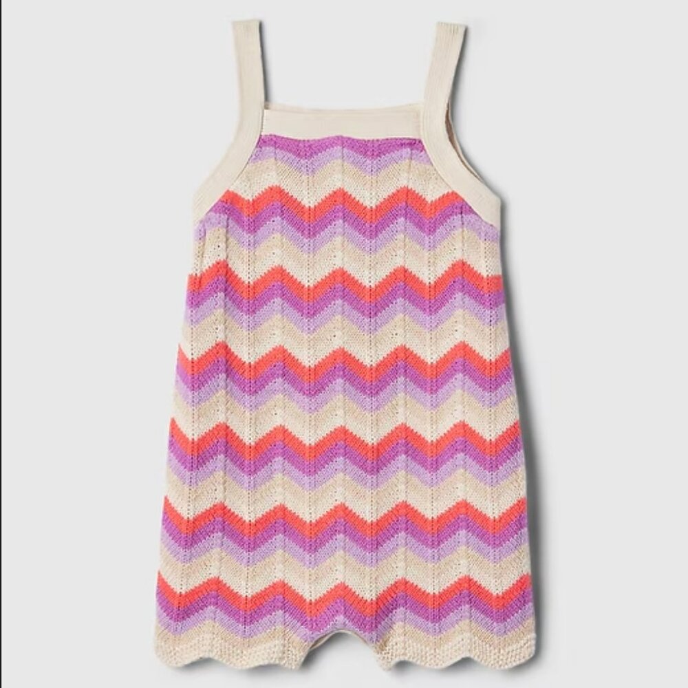 baby Gap Crochet Sweater Romper Shade Pastel Multi Size 3 Year toddler $39.95